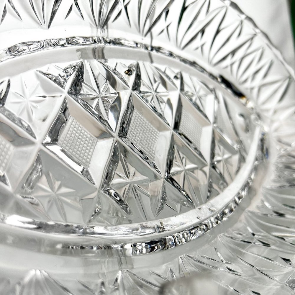 Crystal Creamer Set | Cut Crystal in 1970s Retro Design | Creamer, Sugar Bowl, T - Picture 3 of 10
